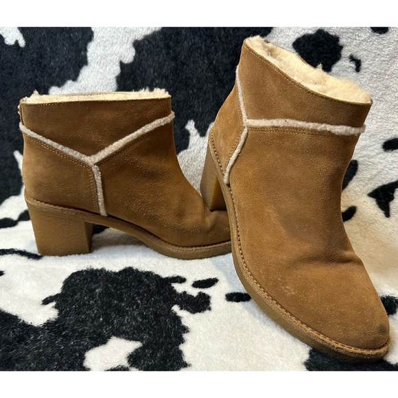 UGG Women's Kasen Suede and Sheepskin Block Heel Booties Size 7.5 - Picture 8 of 8